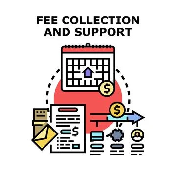 Fee collection and support process vector illustration Stock Illustration