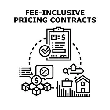 Fee inclusive pricing agreement contract concept Stock Illustration