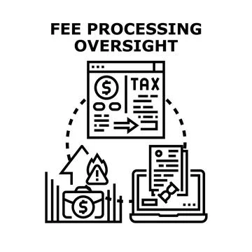 Fee processing oversight control analyzing financial data Stockillustratie