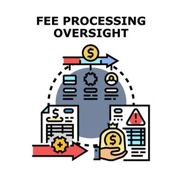 Fee processing oversight control financial system Stock Illustration