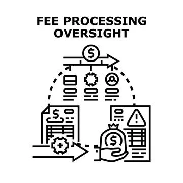 Fee processing oversight control financial system Stock Illustration