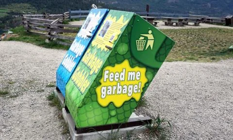 Feed Me Garbage Cans. Stock Photos
