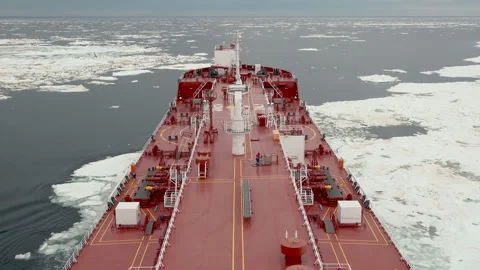 Feed of a ship sailing in the Arctic. Landscape of the Arctic from the deck of Stock Footage 136560558