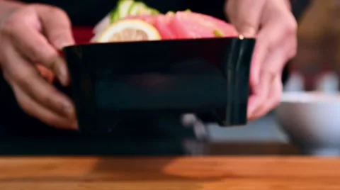  feed slicing fish and vegetables Video stock 64336016