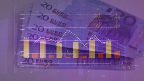 Feed starting, overlay animating across 20€ stack, bars changing, labels Stock Footage 329869455