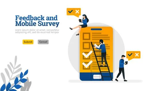 Feedback and Mobile Survey. for survey needs vector illustration concept can  Stock Illustration
