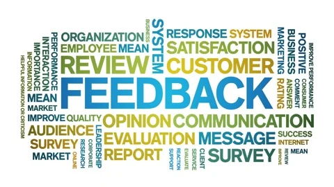 Feedback animated word cloud,tag animation kinetic typography seamless loop. Stock Footage 235004595