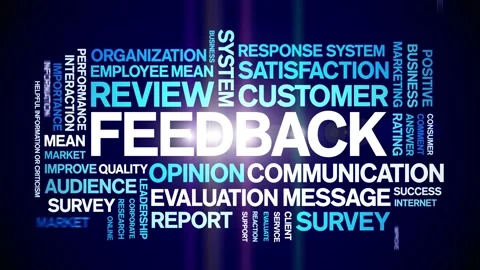 Feedback animated word cloud,tag animation kinetic typography seamless loop. Stock Footage 235005632