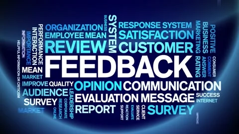 Feedback animated word cloud,tag animation kinetic typography seamless loop. Stock Footage 235005838