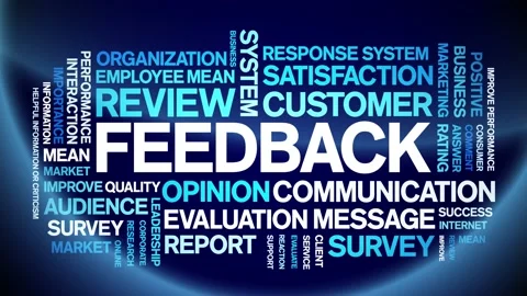 Feedback animated word cloud,tag animation kinetic typography seamless loop. Stock Footage 235005842