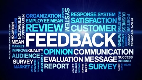 Feedback animated word cloud,tag animation kinetic typography seamless loop. Stock Footage 235006046