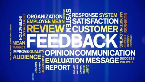 Feedback animated word cloud,tag animation kinetic typography seamless loop. Stock Footage 235006912