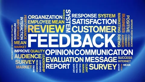 Feedback animated word cloud,tag animation kinetic typography seamless loop. Stock Footage 235007340