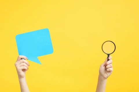 Feedback assessment survey bubble speech magnifier Foto stock
