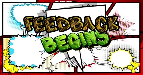 Feedback Begins. Comic Book Words Stock Footage 165480194