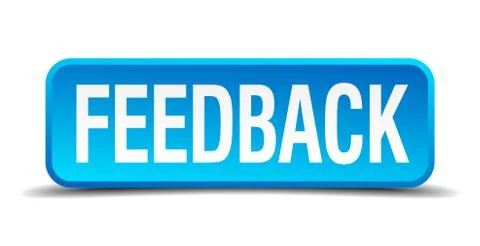 Feedback blue 3d realistic square isolated button Stock Illustration