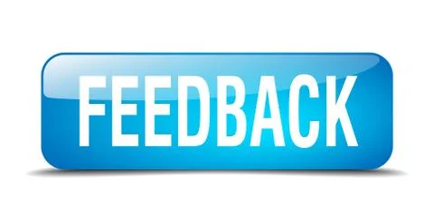 Feedback blue square 3d realistic isolated web button Stock Illustration