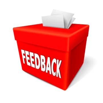 Feedback box words on the red box Stock Illustration