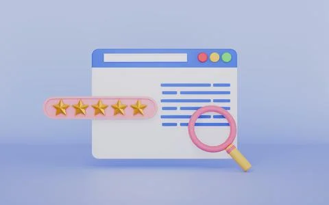 Feedback browsing interface with magnify glass sign for online review concept 스톡 일러스트