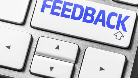 Feedback button on a computer keyboard used for user input in digital 스톡 사진