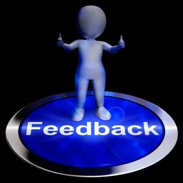 Feedback Button Shows Opinion Evaluation 3d Rendering Stock Illustration