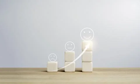 Feedback, client survey, customer experience satisfaction rating scale with e Stock Photos