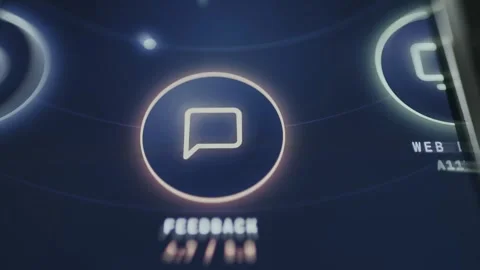 Feedback component featuring a glowing chat bubble icon Stockbeeldmateriaal 334950834
