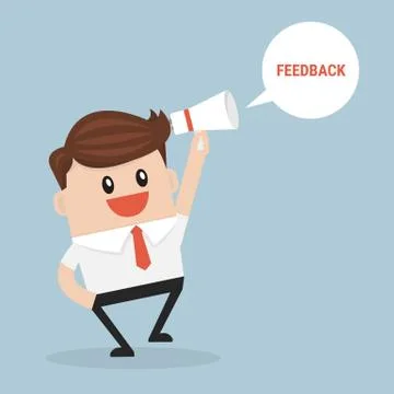 Feedback concept, businessman talk feedback Stock Illustration