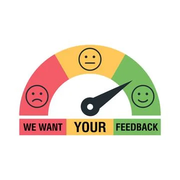 Feedback concept design, emotions scale background and banner. We want your Stock Illustration