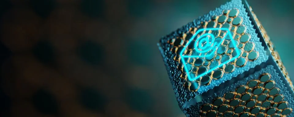 Feedback concept. Email concept. Email icon on technologic electronic circu.. Illustration