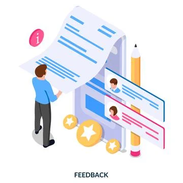 Feedback concept. Isometric vector illustration Stock Illustration