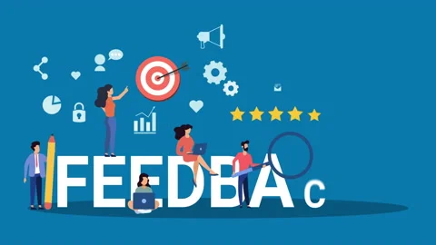 Feedback concept with people Characters, icons and signs animation Stock Footage 231716096