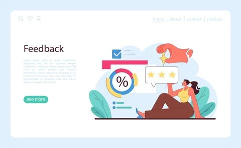Feedback concept. A professional reflects on performance metrics and client Stock Illustration