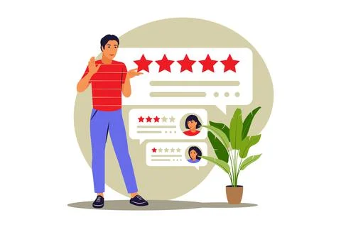 Feedback concept. Star rating. Vector illustration. Flat. Illustrazione stock