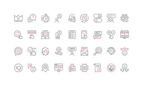 Feedback, customer experience, review, loyalty or disappointment of client line Stock Illustration