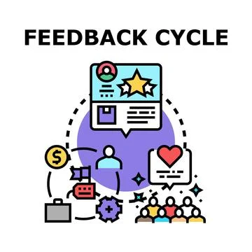 Feedback cycle influencing customer experience and business improvement Stock Illustration