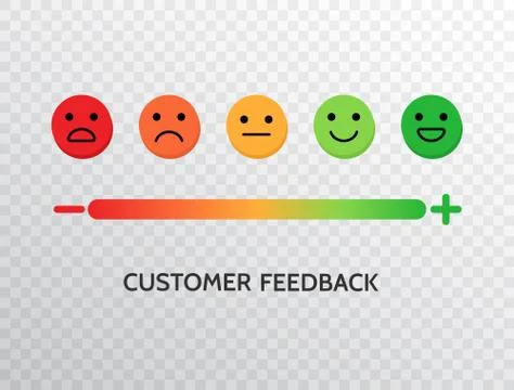 Feedback design with emotions scale background. Rating satisfaction concept.  Stock Illustration