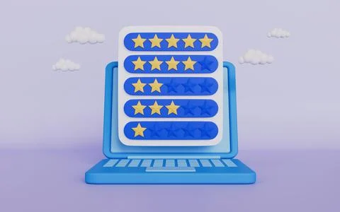 Feedback emotion scale on Computer, Customer reviews, Excellent, good Stock Illustration