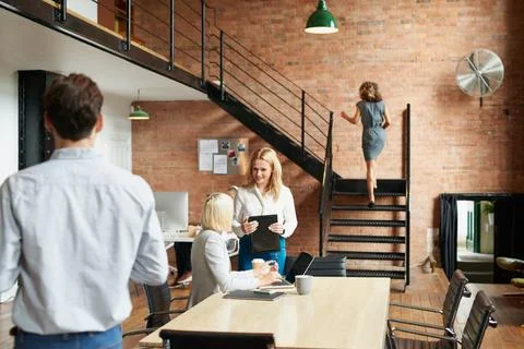 Feedback, employee and manager with planning in office, listing advice and .. Stock Photos