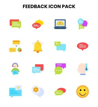 Feedback Flat Collection Icons Pack Stock Illustration