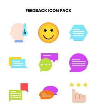 Feedback Flat Collection Icons Pack Stock Illustration