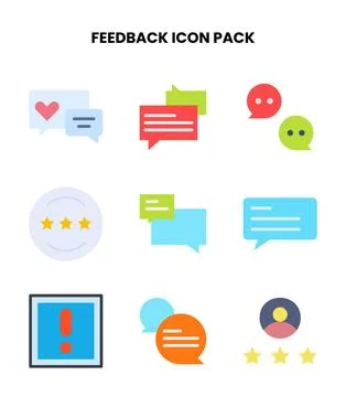 Feedback Flat Collection Icons Pack Illustrazione stock