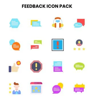 Feedback Flat Design Icons Pack Stock Illustration