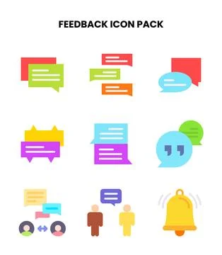 Feedback Flat Design Icons Pack Illustrazione stock