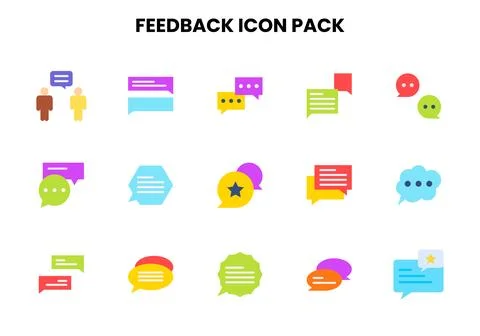 Feedback Flat Design Icons Pack Stock Illustration