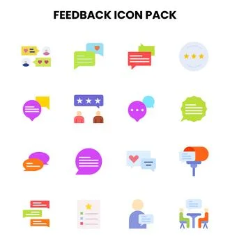 Feedback Flat Set Icons Pack Stock Illustration