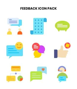 Feedback Flat UI Icons Pack Stock Illustration