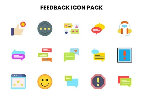 Feedback Flat Vector Icons Pack Stock Illustration