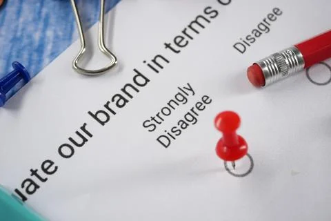 Feedback form for brand evaluation in office setting Stock Photos