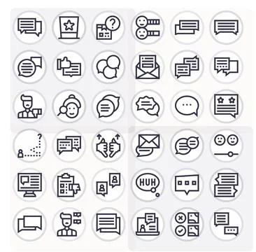 Feedback Form Pixel Optimized Vector Set with 36 128x128 Bold Line Icons Stock Illustration